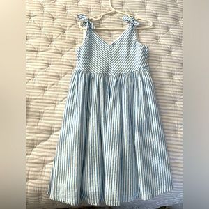Hope & Henry, Size 5, Blue and White Seersucker Dress with tie detail straps